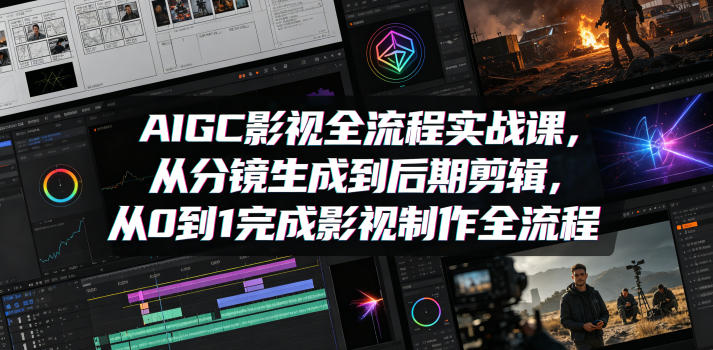 AIGC影视全流程实战课，从分镜生成到后期剪辑，从0到1完成影视制作全流程-青禾学社