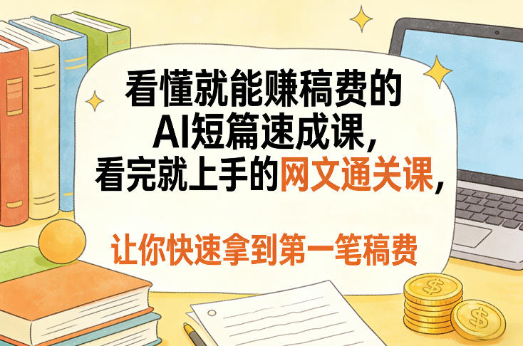 看懂就能賺稿费的AI短篇速成课，看完就上手的网文通关课，让你快速拿到第一笔稿费(更新5月)-青禾学社