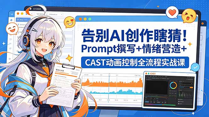 告别AI创作瞎猜！Prompt撰写+情绪营造+CAST动画控制全流程实战课-青禾学社