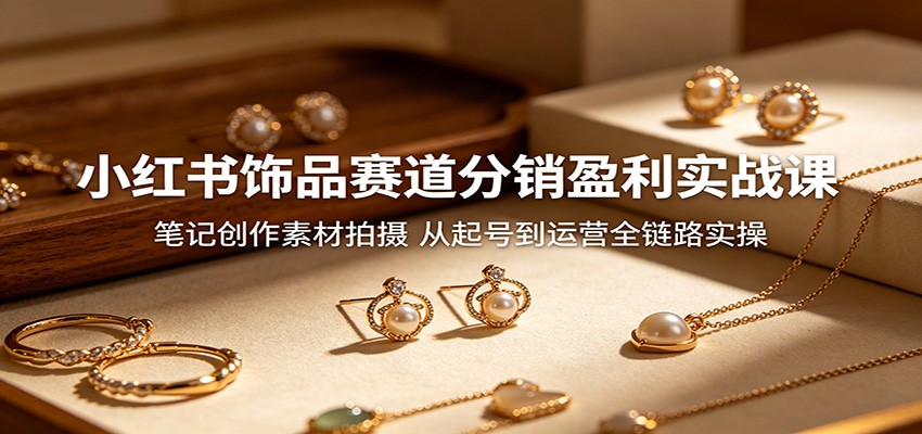 小红书饰品赛道分销盈利实战课：笔记创作素材拍摄，从起号到运营全链路实操-青禾学社