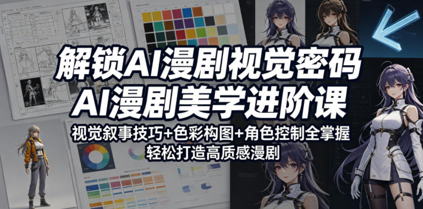 解锁AI漫剧视觉密码，AI漫剧美学进阶课，视觉叙事技巧+色彩构图+角色控制全掌握，轻松打造高质感漫剧-青禾学社