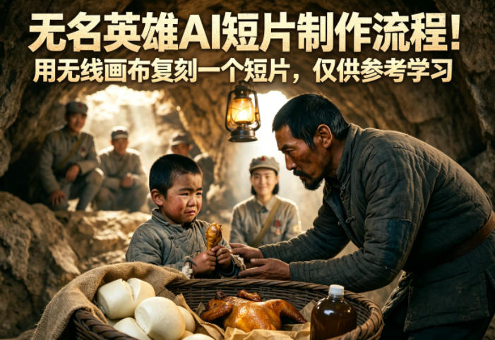 无名英雄AI短片制作流程！用无线画布复刻一个短片，仅供参考学习-青禾学社