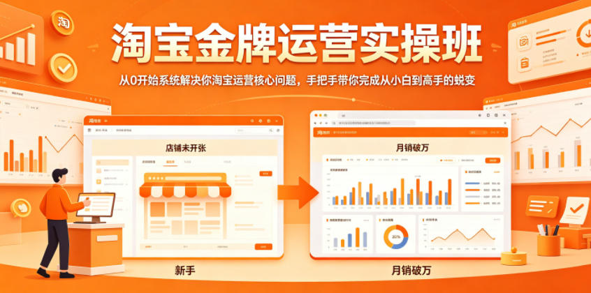 淘宝金牌运营实操班，从0开始系统解决你淘宝运营核心问题，手把手带你完成从小白到高手的蜕变-青禾学社