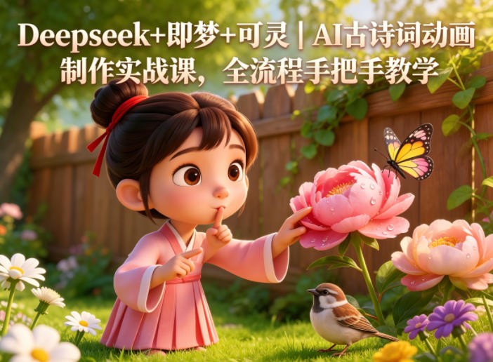 Deepseek+即梦+可灵｜AI古诗词动画制作实战课，全流程手把手教学-青禾学社