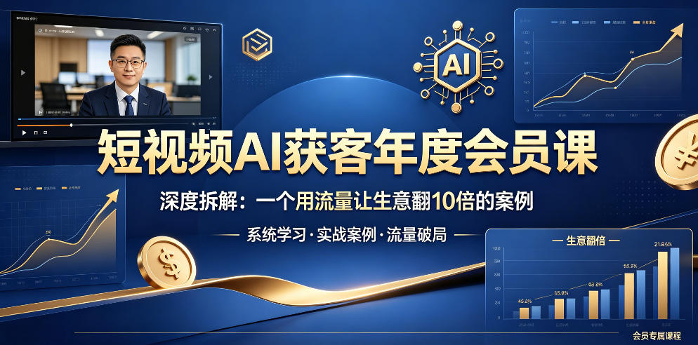 短视频AI获客年度会员课，深度拆解，一个用流量让生意翻10倍的案例-青禾学社