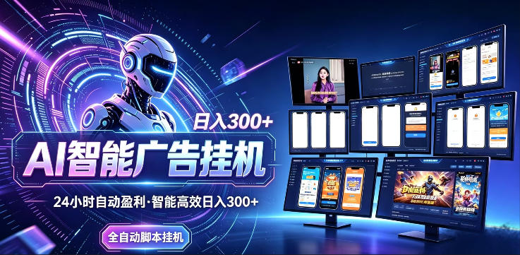AI智能广告挂G项目，无需人工，单机稳定日入200+，可矩阵放大，24小时不间断刷广告賺收益【揭秘】-青禾学社
