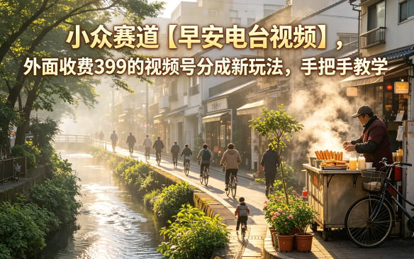 小众赛道【早安电台视频】，外面收费399的视频号分成新玩法，手把手教学-青禾学社