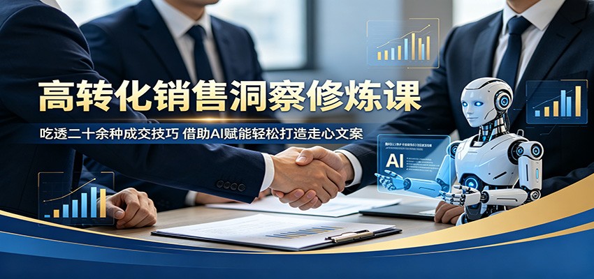 高转化销售洞察修炼课：吃透二十余种成交技巧，借助AI赋能轻松打造走心文案-青禾学社
