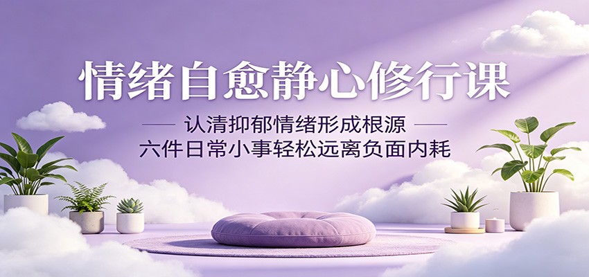 情绪自愈静心修行课:认清抑郁情绪形成根源,六件日常小事轻松远离负面内耗-青禾学社