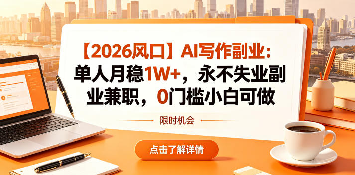 【2026风口】AI写作副业：单人月稳1W+，永不失业副业兼职，0门槛小白可做【揭秘】-青禾学社