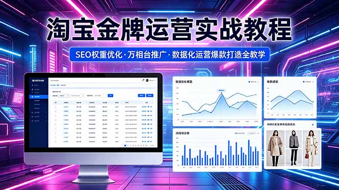 2026 淘宝金牌运营实战教程，SEO权重优化万相台推广，数据化运营爆款打造全教学-青禾学社