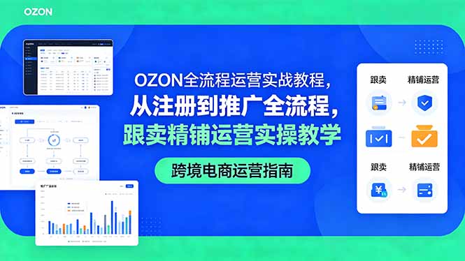 OZON全流程运营实战教程，从注册到推广全流程，跟卖精铺运营实操教学-青禾学社