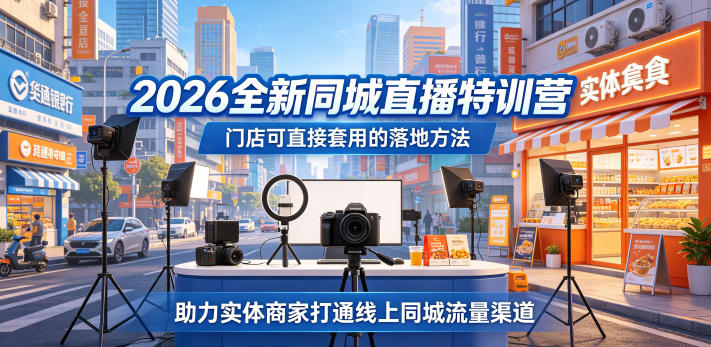 2026全新同城直播特训营，门店可直接套用的落地方法，助力实体商家打通线上同城流量渠道-青禾学社