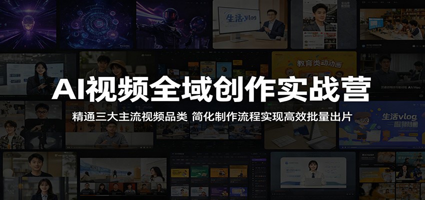 AI视频全域创作实战营：精通三大主流视频品类，简化制作流程实现高效批量出片-青禾学社
