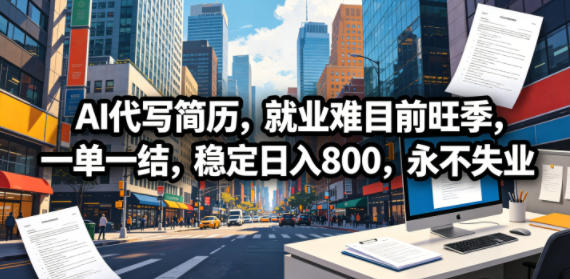 AI代写简历，就业难目前旺季，一单一结，稳定日入800，永不失业-青禾学社