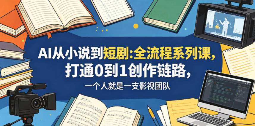 AI从小说到短剧全流程系列课，打通0到1创作链路，一个人就是一支影视团队-青禾学社