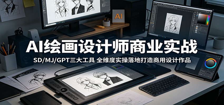 AI绘画设计师商业实战：SD/MJ/GPT三大工具，全维度实操落地打造商用设计作品-青禾学社