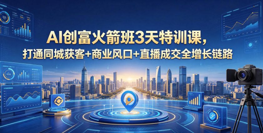 AI创富火箭班3天特训课，打通同城获客+商业风口+直播成交全增长链路，2026年4月新课-青禾学社