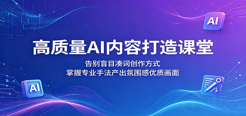 高质量AI内容打造课堂：告别盲目凑词创作方式，掌握专业手法产出氛围感优质画面-青禾学社