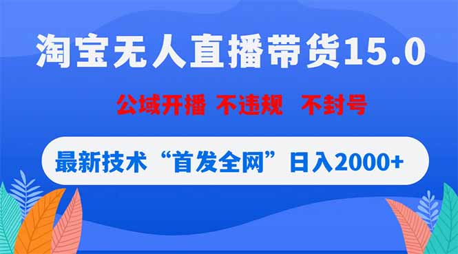 淘宝无人直播带货15.0，不封号，不违规，公域玩法，首发全网日入2000+-青禾学社