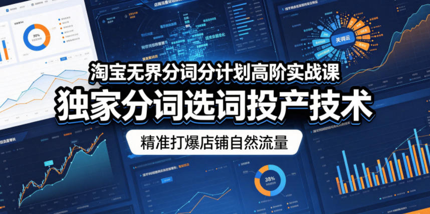淘宝无界分词分计划高阶实战课，独家分词选词投产技术，精准打爆店铺自然流量-青禾学社