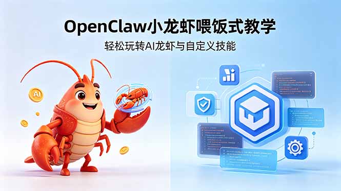 不用懂技术！OpenClaw小龙虾喂饭式教学，轻松玩转AI龙虾与自定义技能 (5月22更新-青禾学社