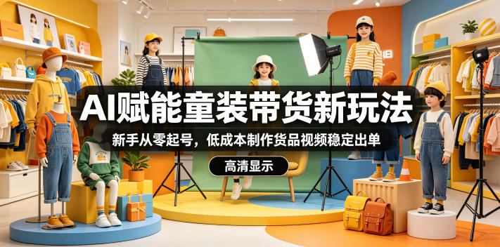 AI赋能童装带货新玩法，新手从零起号，低成本制作货品视频稳定出单-青禾学社