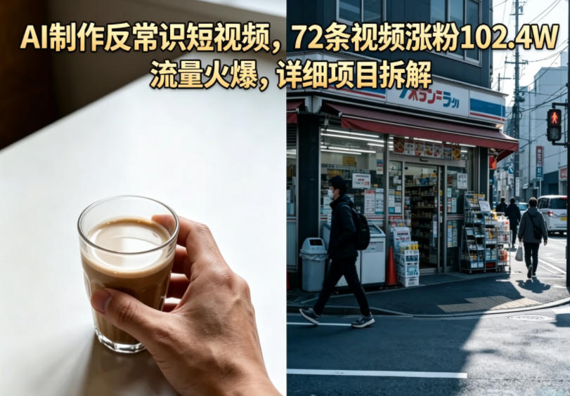 AI制作反常识短视频，72条视频涨粉102.4W，流量火爆，详细项目拆解-青禾学社