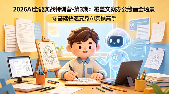 2026AI全能实战特训营-第3期：覆盖文案办公绘画全场景 零基础快速变身AI实操高手-青禾学社