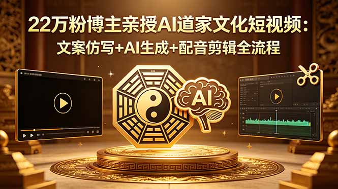 22万粉博主亲授AI道家文化短视频：文案仿写+AI生成+配音剪辑全流程-青禾学社