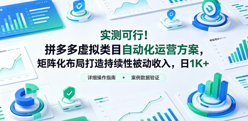 实测可行！拼多多虚拟类目自动化运营方案，矩阵化布局打造持续性被动收入，日1K+【揭秘】-青禾学社