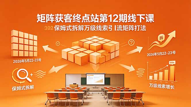 矩阵获客终点站第12期线下课 2026年5月22-23号 保姆式拆解万级线索引流矩阵打法-青禾学社