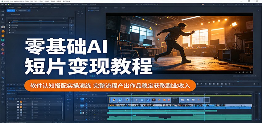 零基础AI短片变现教程：软件认知搭配实操演练，完整流程产出作品稳定获取副业收入-青禾学社