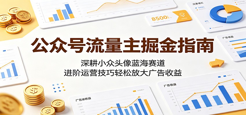 公众号流量主掘金指南：深耕小众头像蓝海赛道，进阶运营技巧轻松放大广告收益-青禾学社