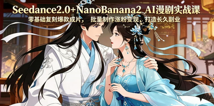 Seedance2.0+NanoBanana2 AI漫剧实战课，零基础复刻爆款成片涨粉变现，打造长久副业收益-青禾学社