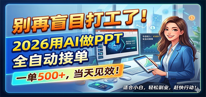别再盲目打工了！2026用AI做PPT全自动接单，一单5张+，当天见效！-青禾学社