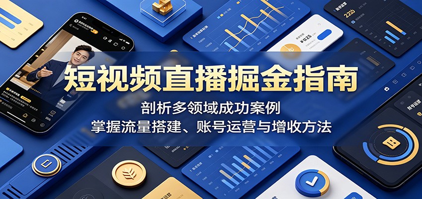 短视频直播掘金指南：剖析多领域成功案例，掌握流量搭建、账号运营与增收方法-青禾学社