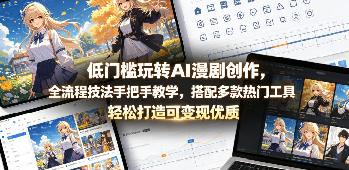 低门槛玩转AI漫剧创作，全流程技法手把手教学，搭配多款热门工具，轻松打造可变现优质作品-青禾学社