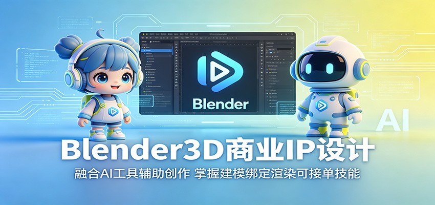 Blender3D商业IP设计：融合AI工具辅助创作，掌握建模绑定渲染可接单技能-青禾学社