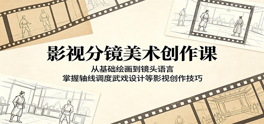 影视分镜美术创作课：从基础绘画到镜头语言，掌握轴线调度武戏设计等影视创作技巧-青禾学社