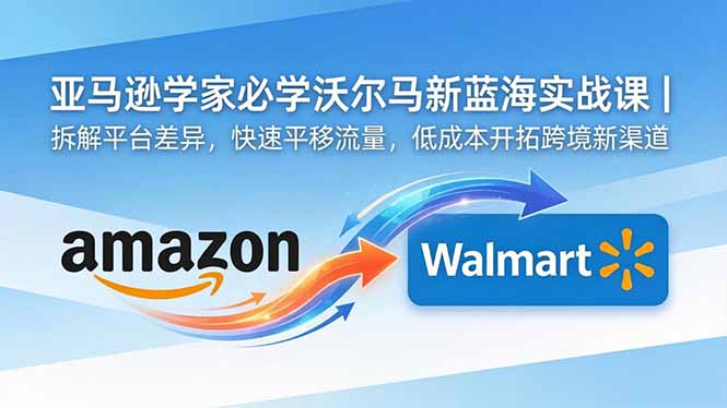 亚马逊卖家必学沃尔玛新蓝海实战课｜拆解平台差异，快速平移流量，低成本开拓跨境新渠道-青禾学社