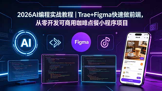 2026AI编程实战教程｜Trae+Figma快速做前端，从零开发可商用咖啡点餐小程序项目-青禾学社