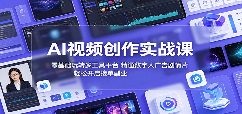AI视频创作实战课：零基础玩转多工具平台，精通数字人广告、剧情片，轻松开启接单副业-青禾学社
