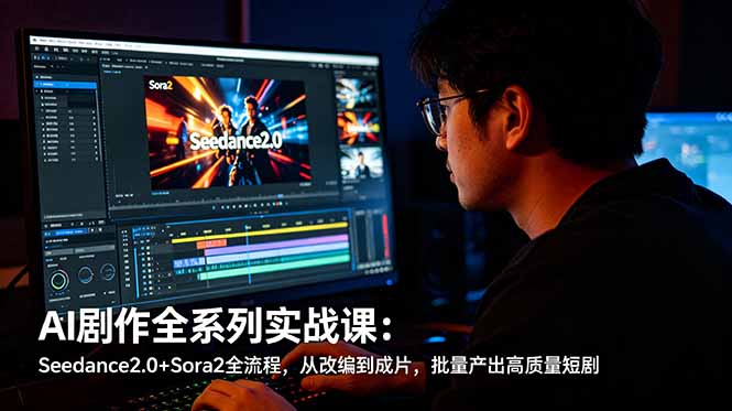 AI剧作全系列实战课：Seedance2.0+Sora2全流程，从改编到成片，批量产出高质量短剧-青禾学社
