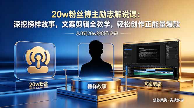 20w粉丝博主励志解说课：深挖榜样故事，文案剪辑全教学，轻松创作正能量爆款-青禾学社