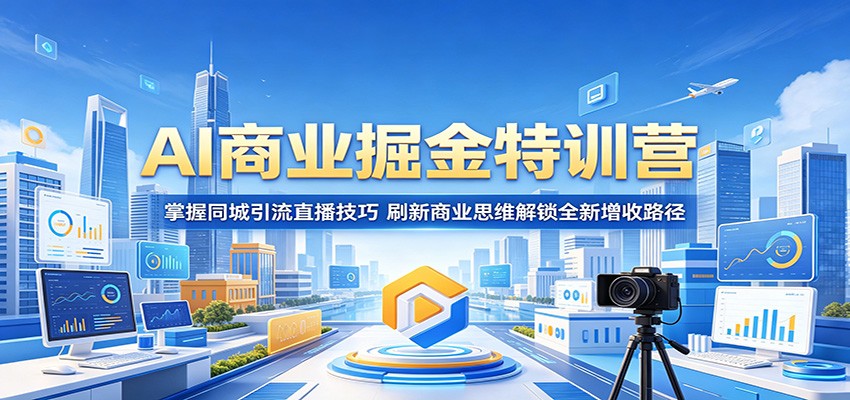 AI商业掘金特训营：掌握同城引流直播技巧，刷新商业思维解锁全新增收路径-青禾学社