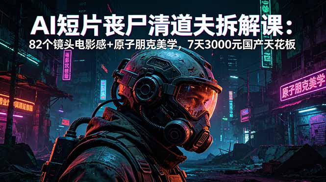 AI短片《丧尸清道夫》拆解课：82个镜头电影感+原子朋克美学，7天3000元国产天花板-青禾学社