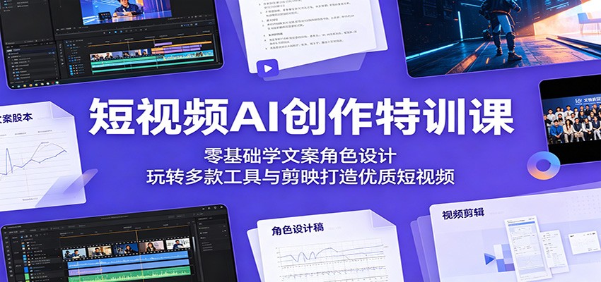 短视频AI创作特训课：零基础学文案角色设计，玩转多款工具与剪映打造优质短视频-青禾学社