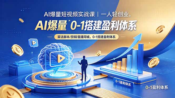 AI爆量短视频实战课｜一人轻创业，算法脚本剪辑直播同城，0-1搭建盈利体系-青禾学社