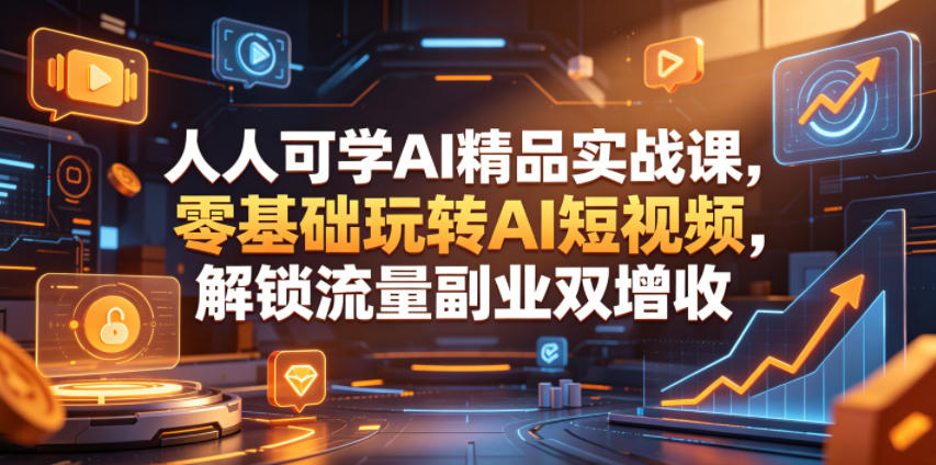 人人可学AI精品实战课,零基础玩转AI短视频,解锁流量副业双增收-青禾学社